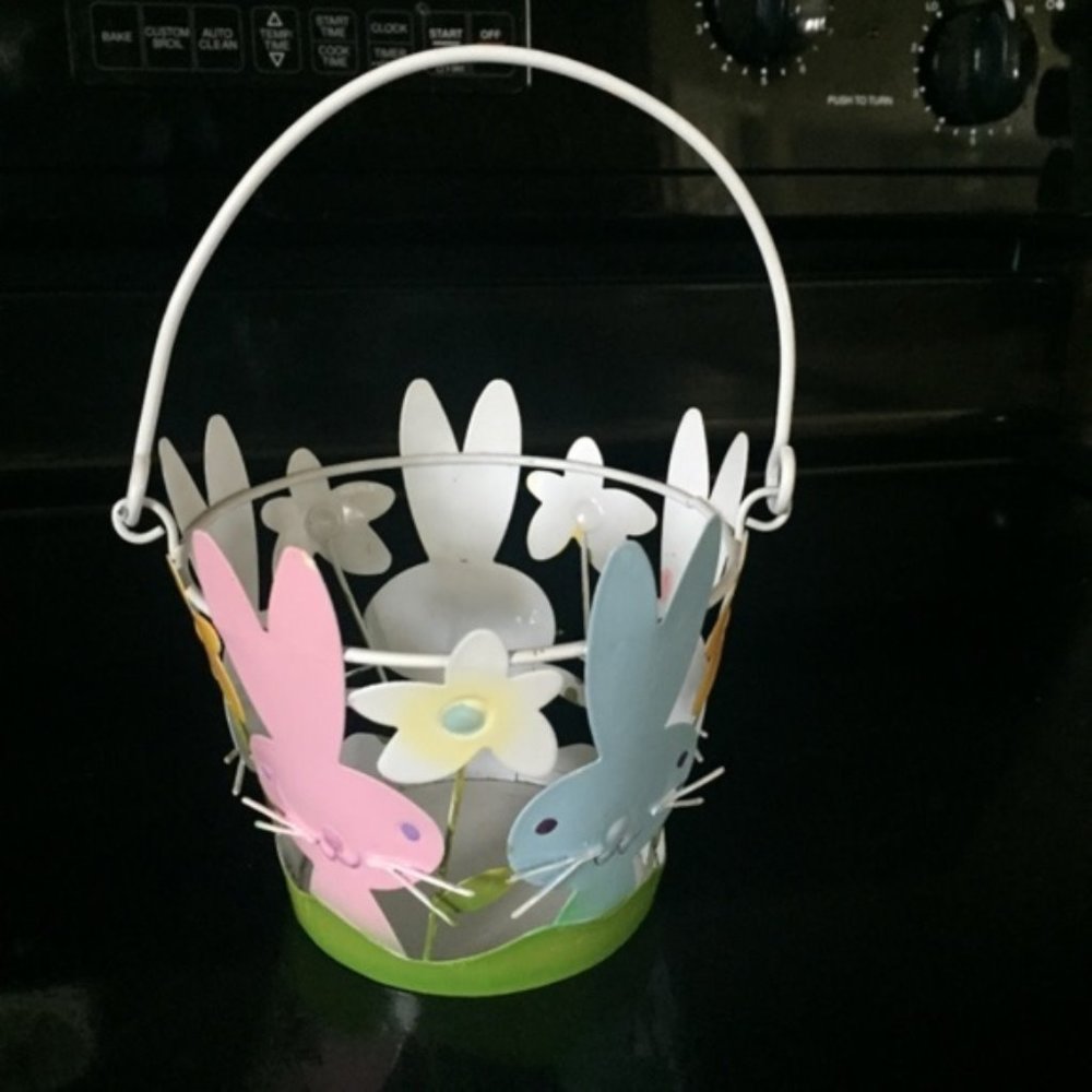 Small rainbow metal easter basket